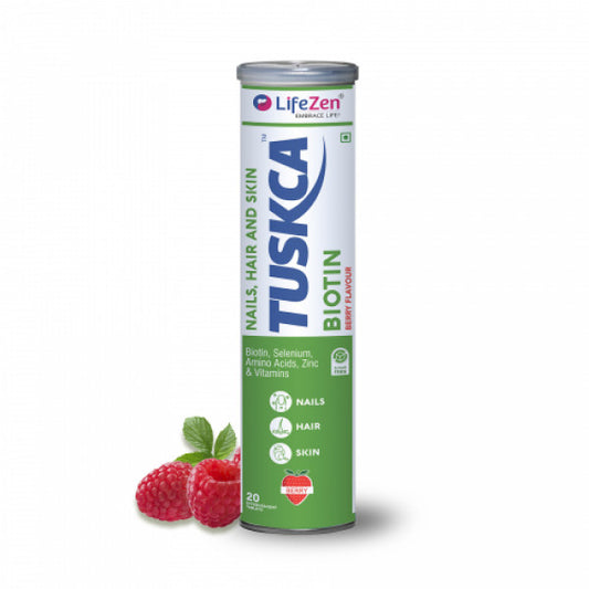 TUSKCA Biotin Effervescent Berry Flavor, 20 Tablets