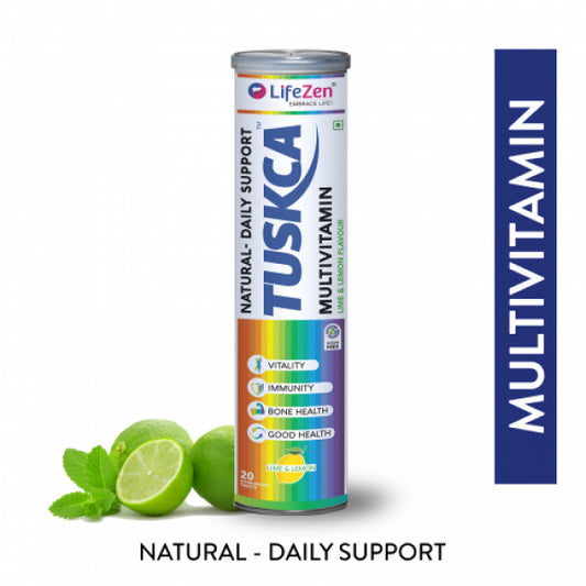 TUSKCA Multivitamin Effervescent Lime & Lemon Flavor, 20 Tablets