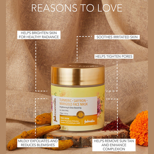 Fabessentials Turmeric Saffron Marigold Face Mask with Kaolin & Bentonite Clay, 100gm