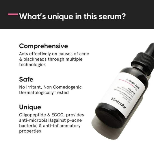 Minimalist Salicylic Acid 02% Face Serum for Blackheads & Whiteheads, 30ml