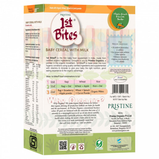 Pristine 1st Bites Organic Wheat, Spinach & Carrot Baby Cereal Stage 3, 300gm