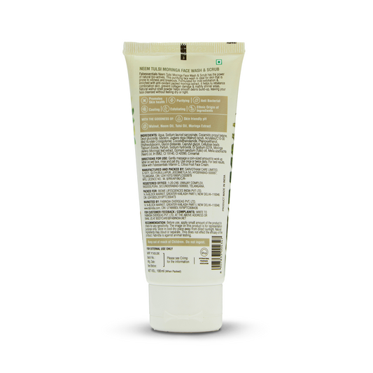 Fabessentials Neem Tulsi Moringa Face Wash & Scrub, 100gm