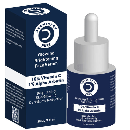 Dermistry Pure 10% Vitamin C 1% Alpha Arbutin Dull Skin Brightening Lightening Fairness Glow Serum, 30ml
