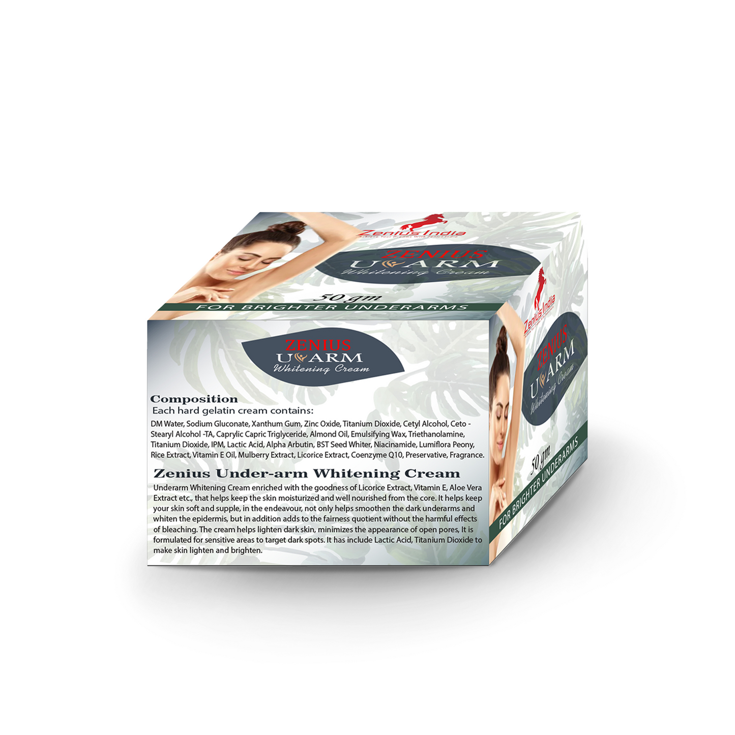 Zenius U-Arm Cream For Lightens and Remove Pigmentation of Underarms, 50gm