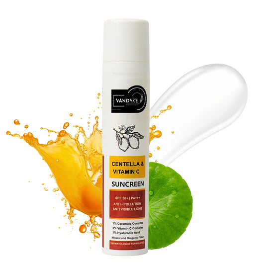 Vandyke Sunscreen SPF 50 PA+++ Cream with Centella & Ceramide & Vitamin C, 50gm