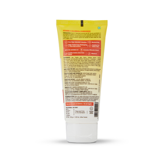Fabessentials Vitamin E Calendula Suncreen SPF 45 PA++++ infused with Gotu Kola, 100ml