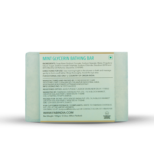 Fabessentials Mint Glycerin Bathing Bar, 100gm