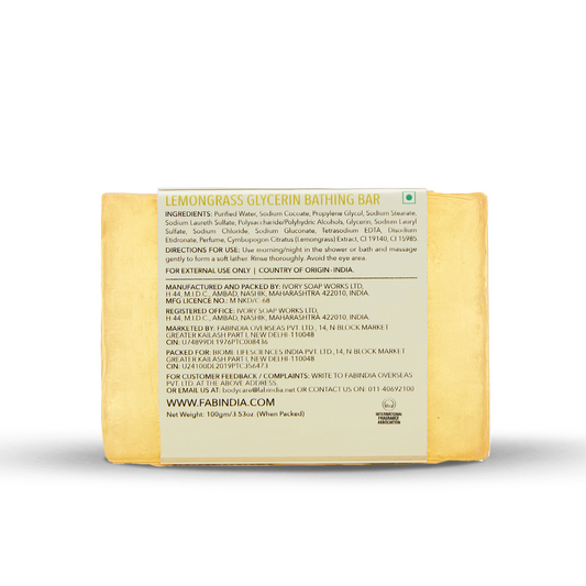 Fabessentials Lemongrass Glycerin Bathing Bar, 100gm