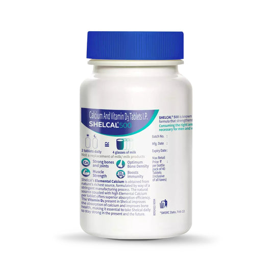 Shelcal 500 Calcium+Vitamin D3 : Bone & Muscle Health, 30 Tablets