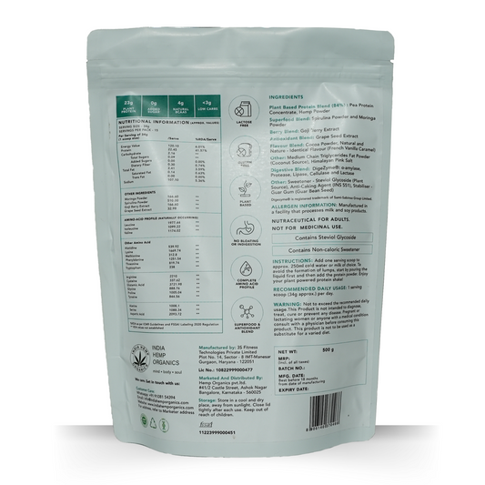 India Hemp Organics Hemp Powder - French Vanilla Caramel, 500gm