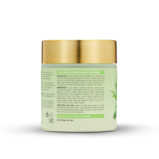 Fabessentials Aloe Vera Cucumber Mint Face Mask with Kaolin & Lotus extract, 100gm