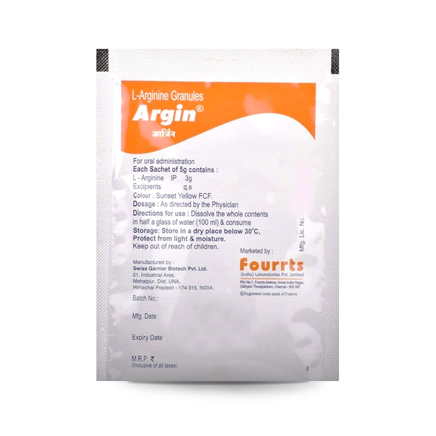 Argin Sachets Orange, 5gm