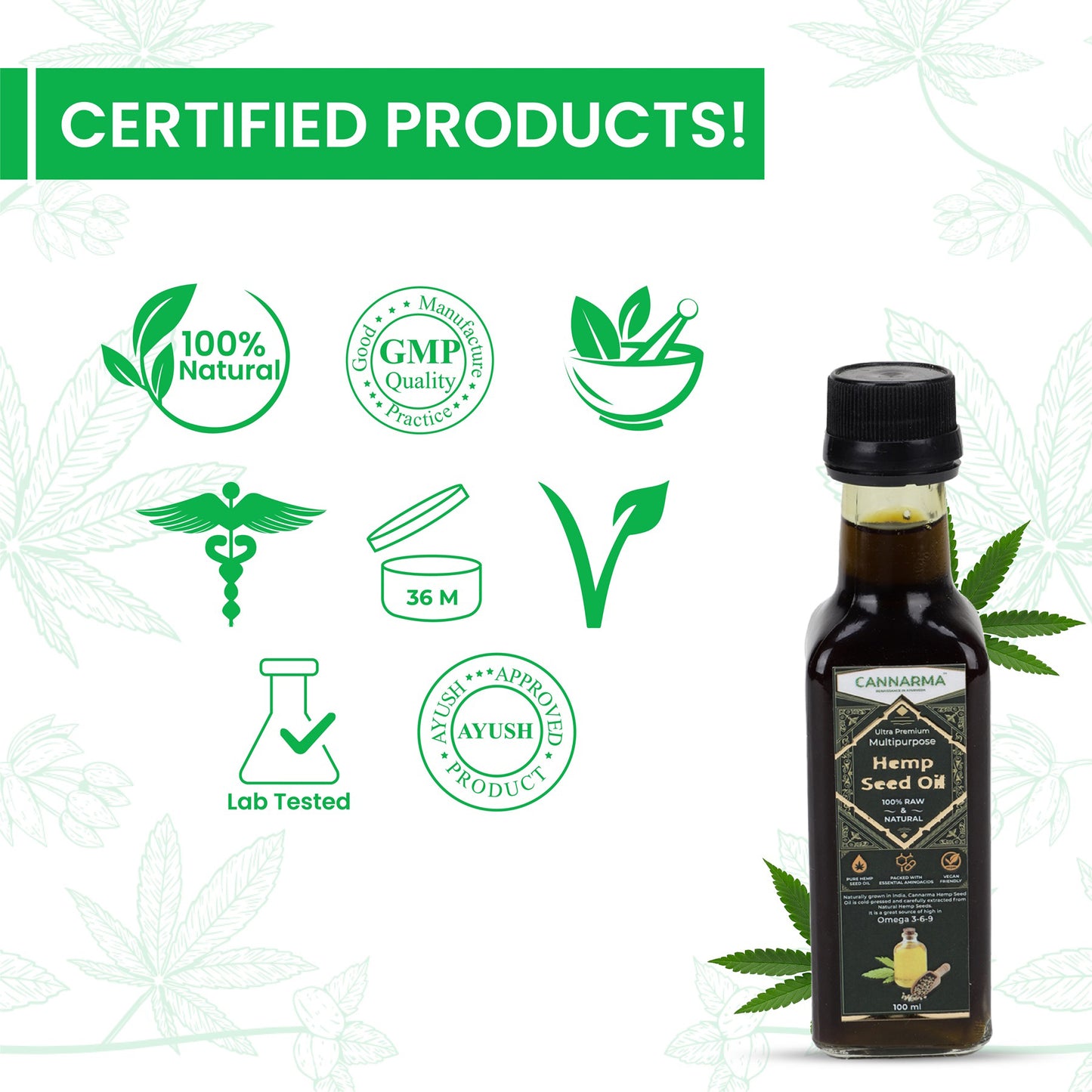 Cannarma Multipurpose Hemp Seed Oil, 100ml
