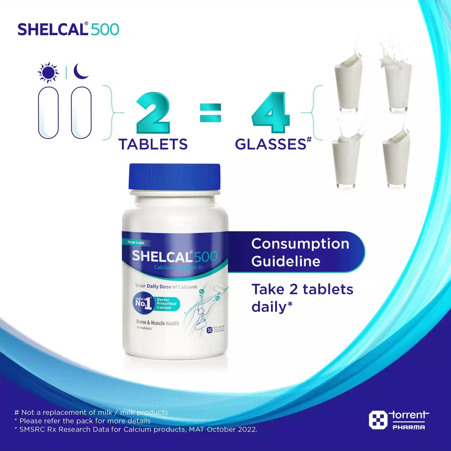 Shelcal 500 Calcium+Vitamin D3 : Bone & Muscle Health, 30 Tablets