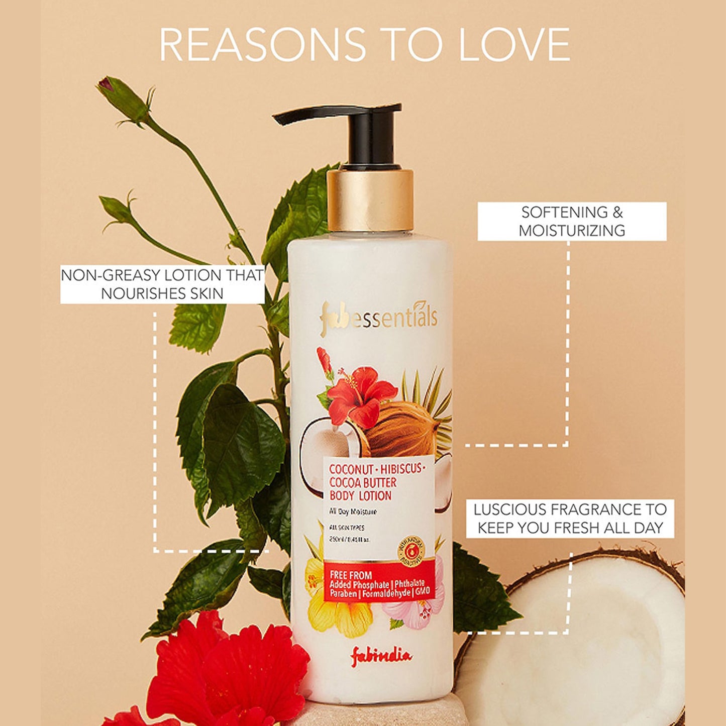 Fabessentials Coconut Hibiscus Cocoa Butter Body Lotion, 250ml
