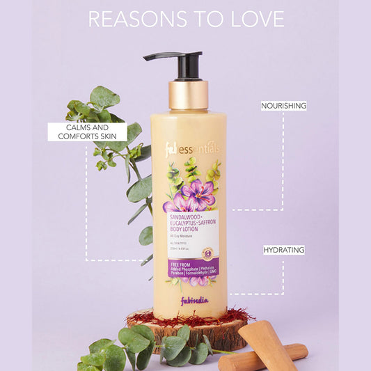 Fabessentials Sandalwood Eucalyptus Saffron Body Lotion, 250ml