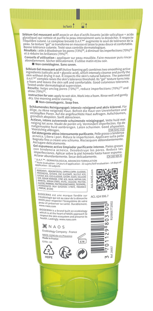 Bioderma Sebium Gel Moussant Actif, 200ml