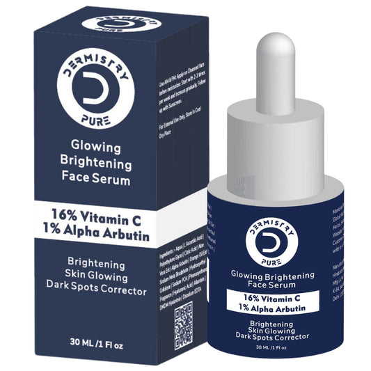 Dermistry Pure 16% Vitamin C 1% Alpha Arbutin Skin Light Bright Glowing Spot Corrector Face Serum, 30ml