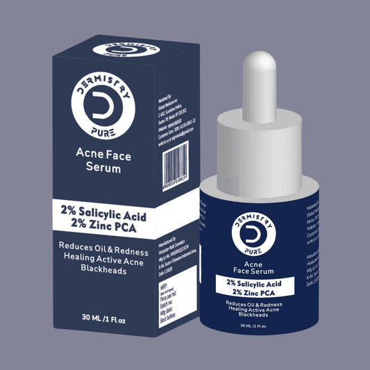 Dermistry Pure 2% Salicylic Acid 2% Zinc Face Serum for Oily Acne Prone Skin Black & Whitehead Scars, 30ml