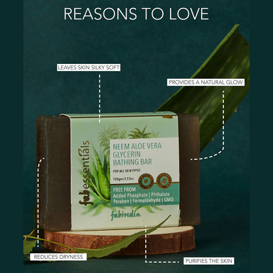 Fabessentials Neem Aloe Vera Glycerin Bathing Bar, 100gm