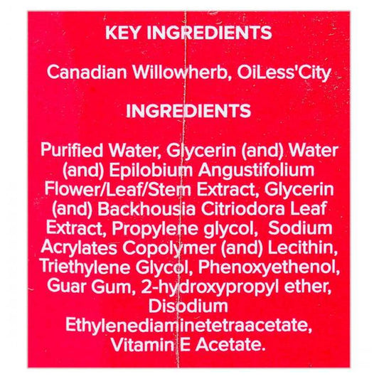 List of key ingredients on a red background