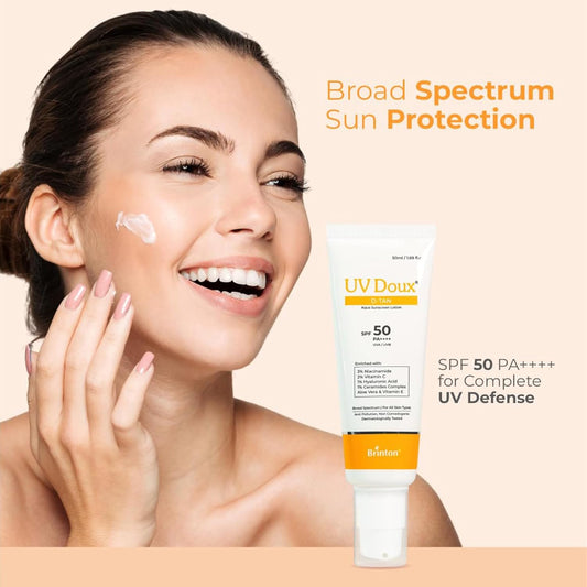 UV Doux D-Tan Aqua Sunscreen Lotion SPF 50 PA++++ with Niacinamide & Vitamin C, 50ml