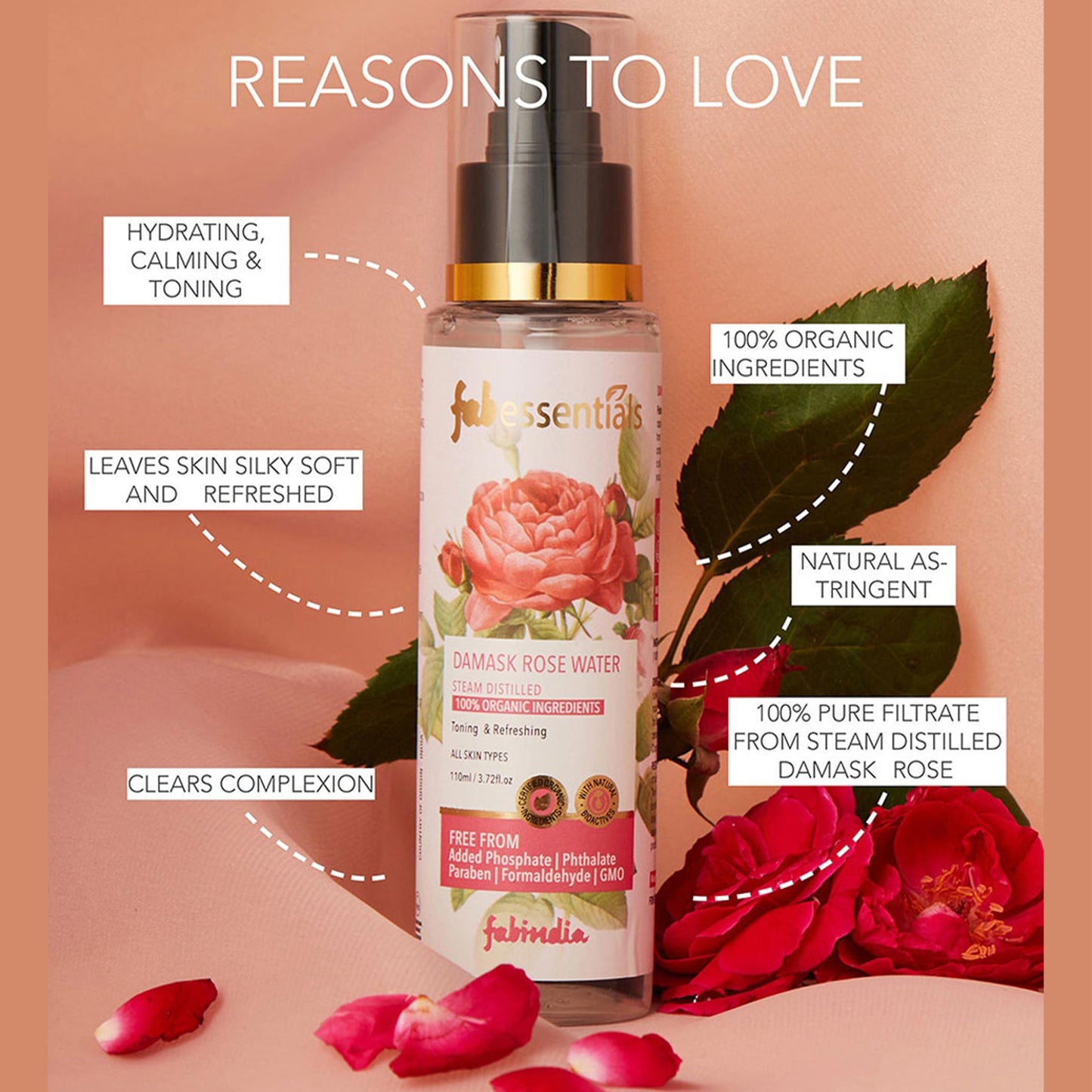 Fabessentials Damask Rose Water, 110ml