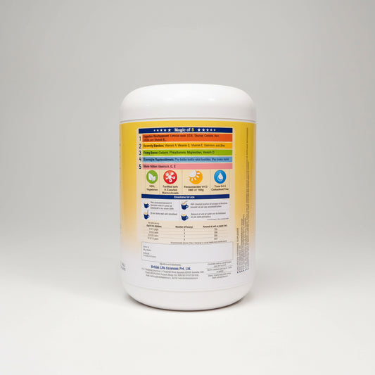 Supplement container with label on a white background