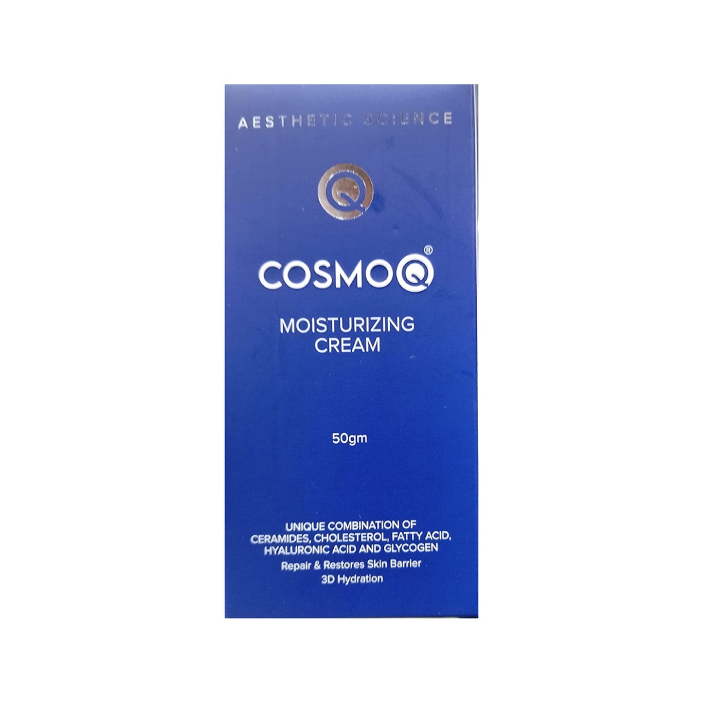 CosmoQ moisturizing cream packaging on a white background