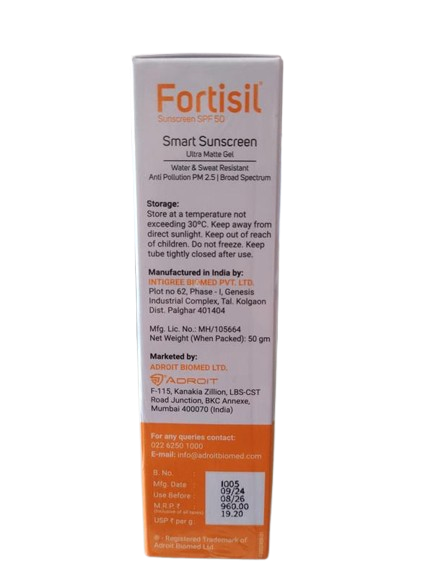 Fortisil Sunscreen SPF50+, PA+++, 50gm