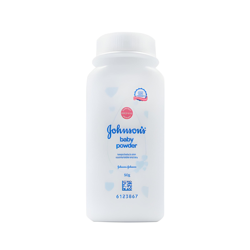 Johnson's baby powder container on a white background