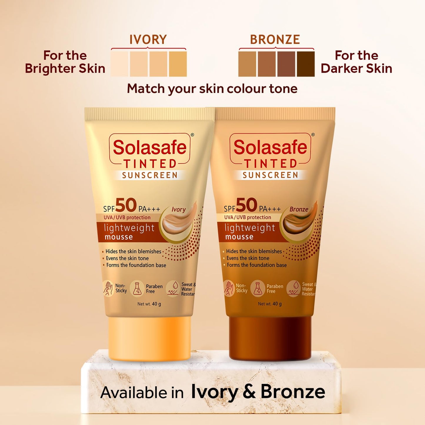 Solasafe Tinted Sunscreen SPF 50 PA+++ Bronze, 50gm