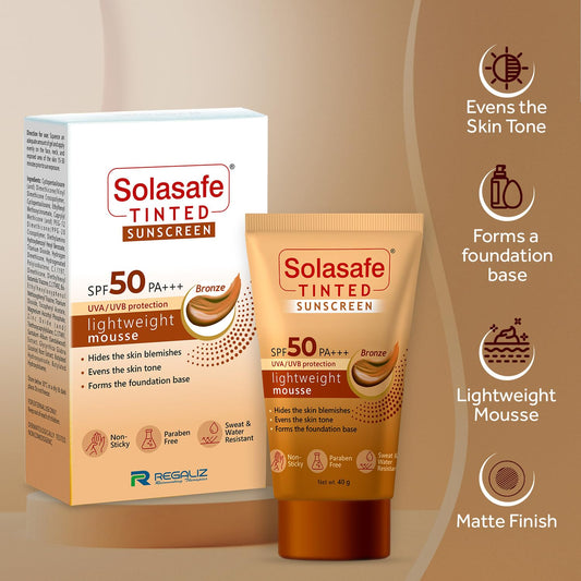 Solasafe Tinted Sunscreen SPF 50 PA+++ Bronze, 50gm