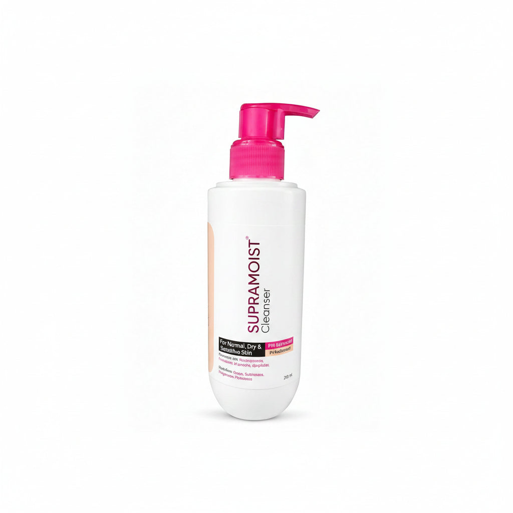 A white bottle of Siramoist Cleanse Cleansing Milk with a bright pink pump dispenser, shown against a plain white background.