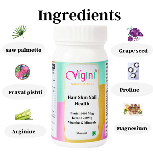 Vigini Biotin 10000mcg Hair Growth, Healthy Glowing Skin Capsule, 30 Capsules