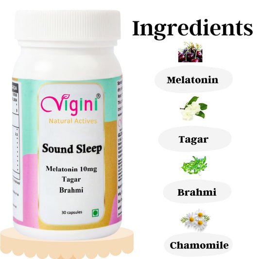 Vigini Melatonin 10mg Sleeping Capsule for Healthy Sleep Cycle, 30 Capsules