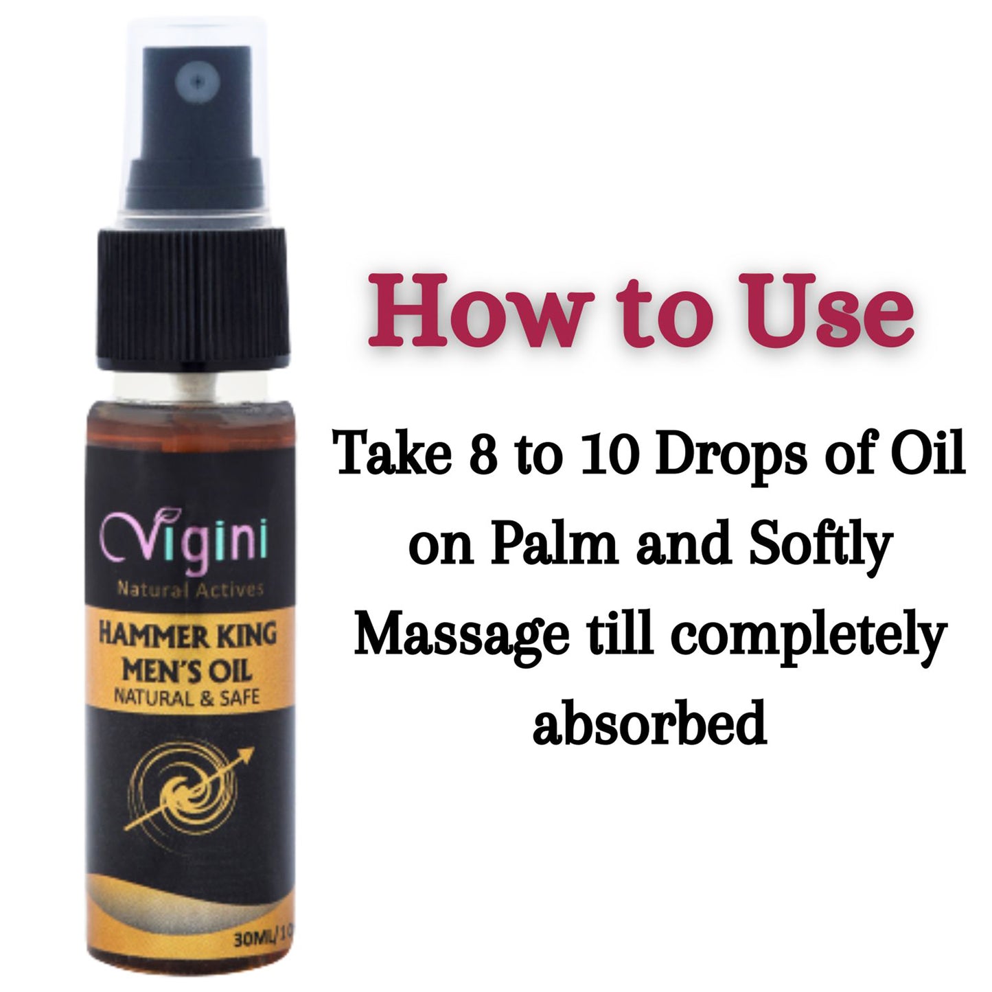 Vigini Hammer King Sexual Lubricants Lubes Massage Oil Men, 30ml