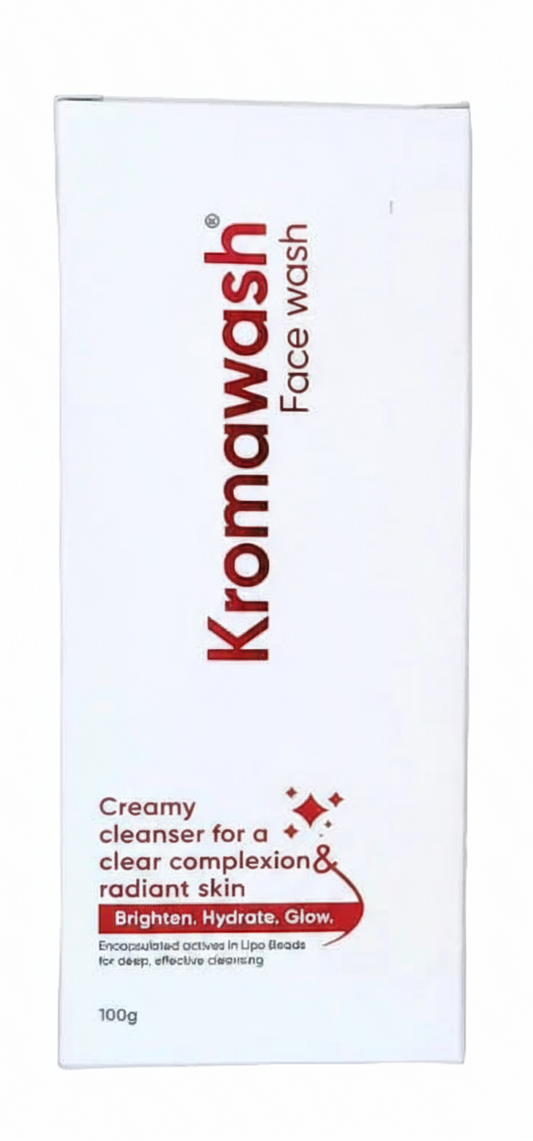 Kromawash face wash packaging with ona white background