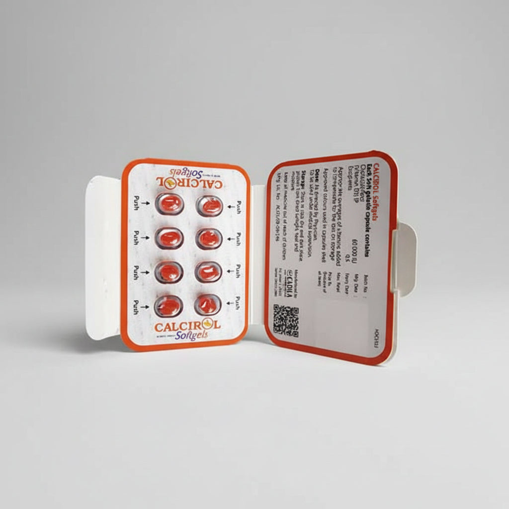 Calcirol 60000 IU Vitamin D3 Softgels, 8 Capsules
