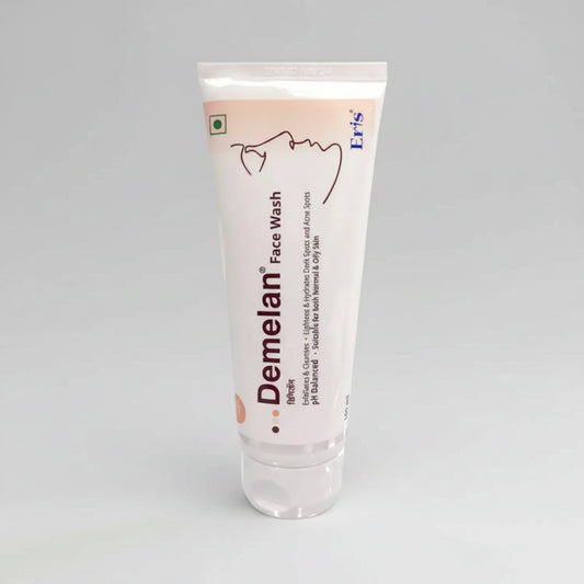 Tube of Demelan Face Wash on a white background