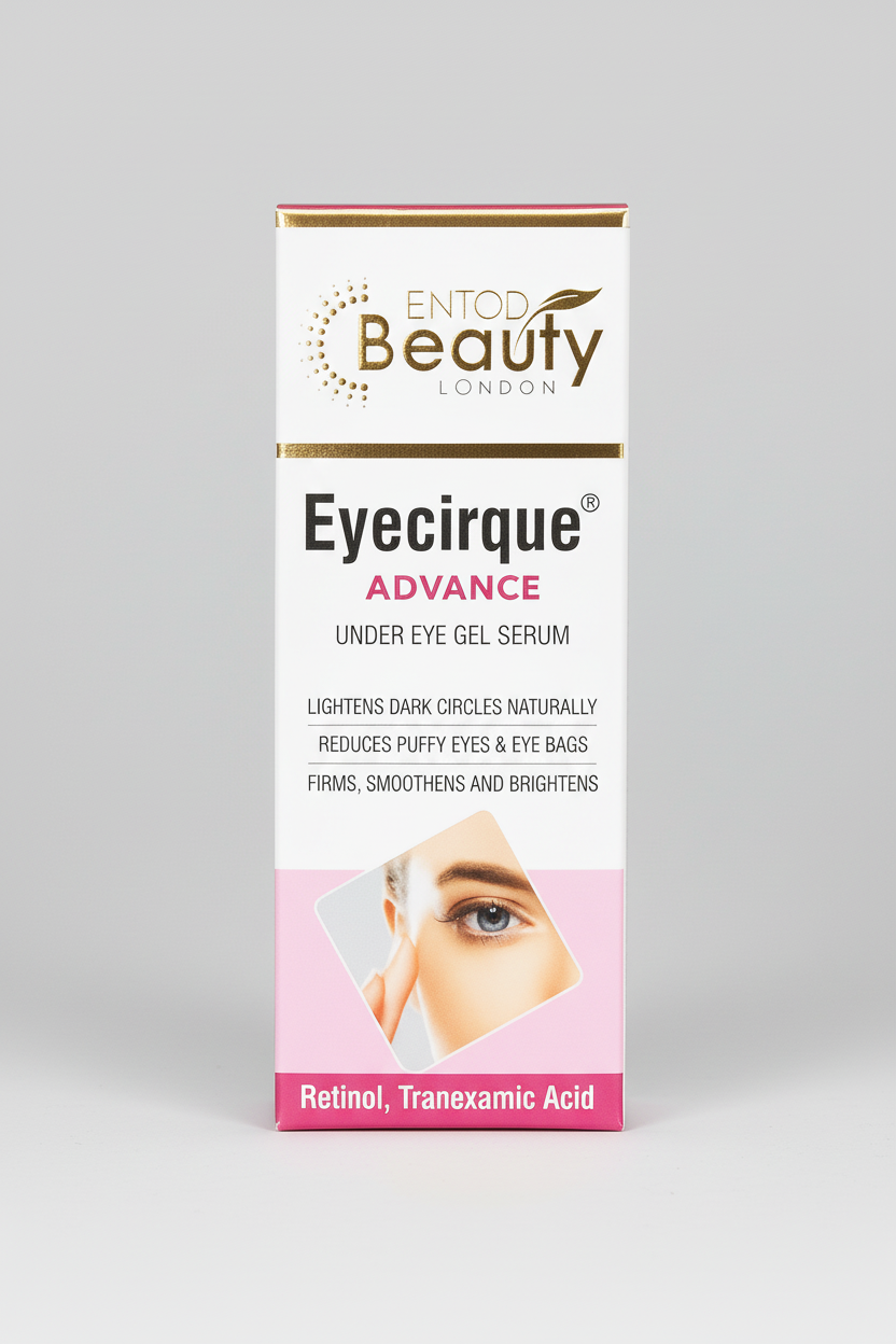 Entod Beauty London Eyecirque Advance under eye gel serum packaging on a white background