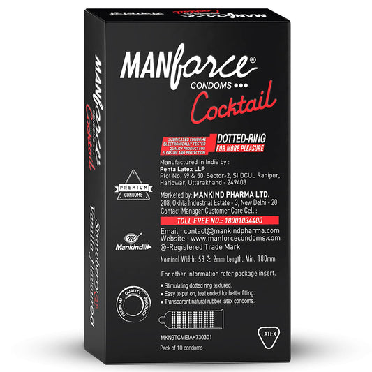 Manforce Strawberry & Vanilla Cocktail Condoms, 10 Pieces