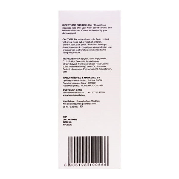 Minimalist Rx Retinol 01% High Strength Anti Aging Face Serum, 25ml
