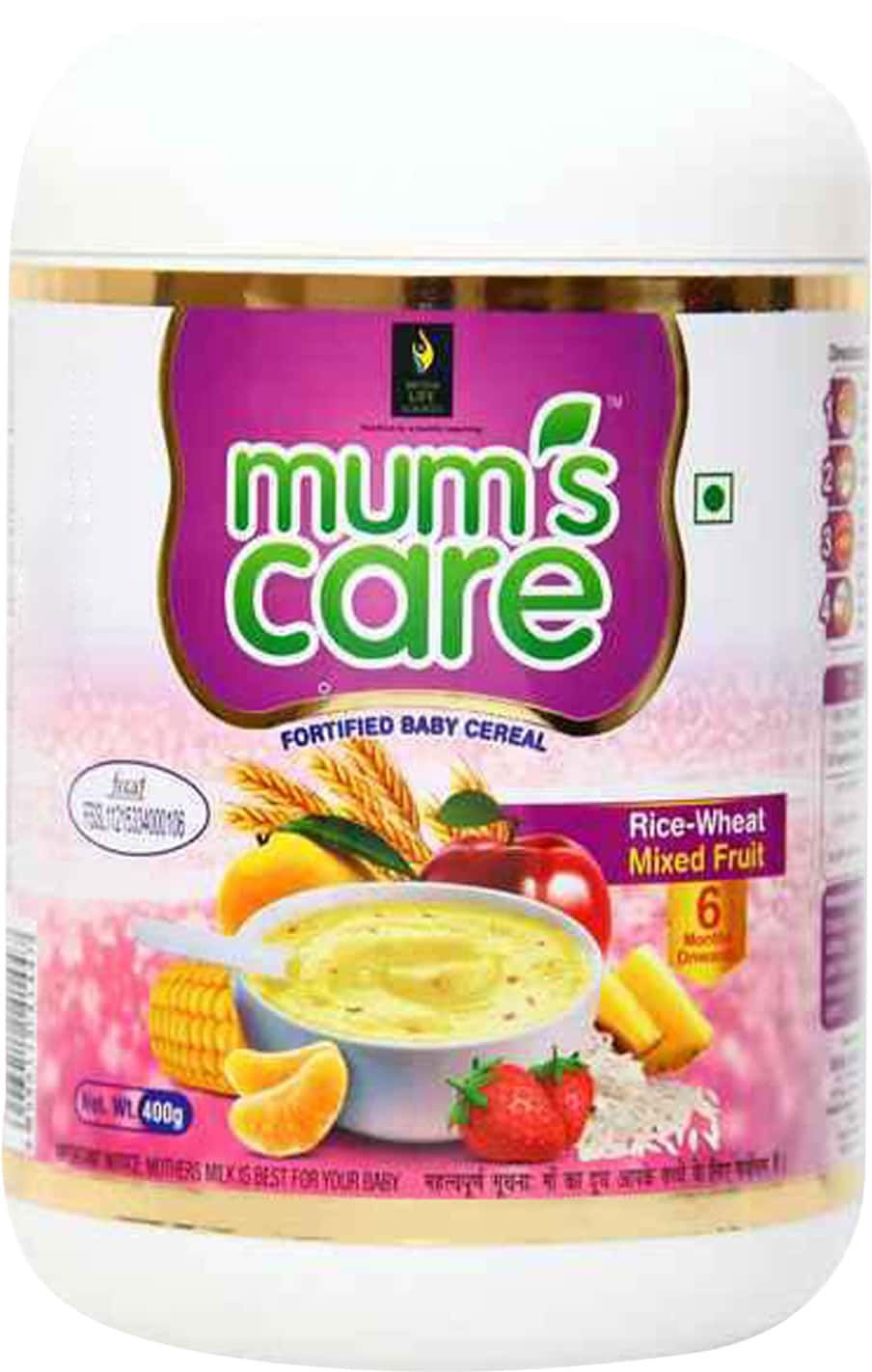 Mum's care rice wheat mixed fruit fortified baby cereal, 400gm ...