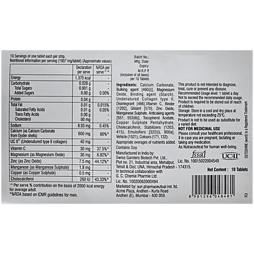 Ostoshine Tablet with Collagen, Calcium, Vitamin D, Vitamin C & Minerals, 10s