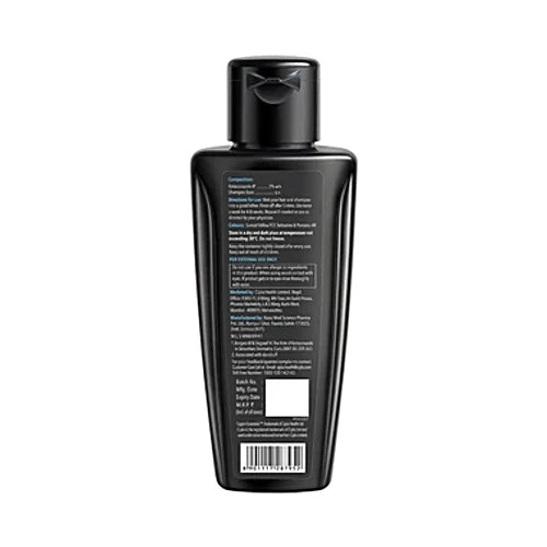 Black bottle with label on a white background