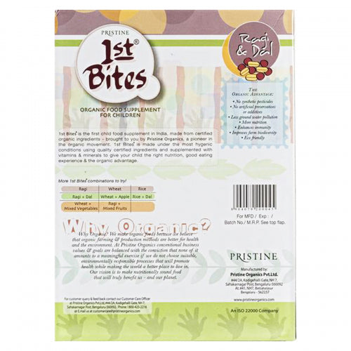 Pristine 1st Bites Organic Ragi & Dal Baby Cereal Stage 2, 300gm