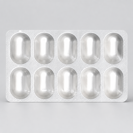 A blurred image of multiple white tablets, likely to be calcium supplements.