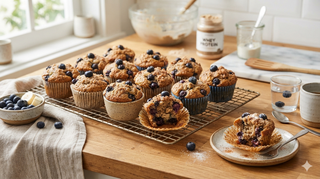 Protein-Packed Banana Blueberry Muffins