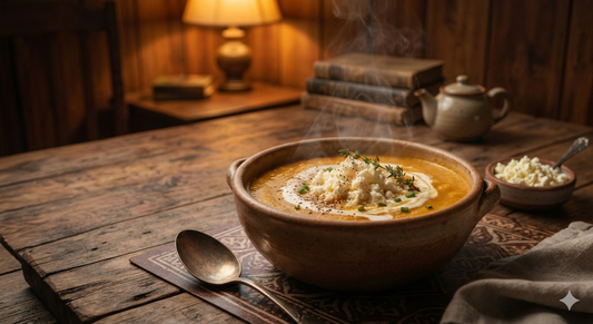 Creamy Pumpkin Garlic Soup with Cottage Cheese